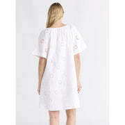 Free Assembly Women's Square Neck Eyelet Mini Dress, Breathable Cotton, Vivid White, Sizes XS-XXL