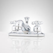 Teapot Centerset Bathroom Faucet - Cross Handles - Overflow - Chrome