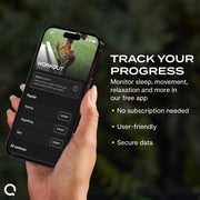 QALO QRNT Smart Ring, Lightweight Titanium Fitness Tracker, Water-Resistant, Sleep HRV Stress Movement Skin Temperature SpO2 Monitoring, Wireless Charging, Matte Silver, Size 6