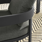 Modway Tahoe Outdoor Dining Chair, Powder-Coated Aluminum Frame, Weather-Resistant Gray Charcoal Cushions, Removable Foam Padding, Open Curved Back, 23 in, EEI-7053GRYCHA