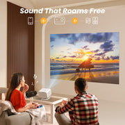 Yaber L2 Plus Home Cinema Projector, Native 1080P Full HD with 4K Support, Dual 8W JBL Speakers with Dolby Audio, Ultra-Fast WiFi 6 & Bluetooth, Auto Focus and Keystone Correction, Cream