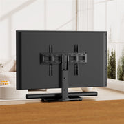 MountFTV Universal Table Top TV Stand, Adjustable Height with 9 Positions, Alloy Steel Frame, Tempered Glass Base, Fits 32-80 in TVs, Supports up to 110 lb, MFTVS11-1