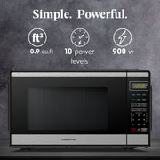 Farberware 0.7 Cu. Ft. Countertop Microwave Oven, 700-Watt, Stainless Steel, Child Safety Lock, Auto Cook Menus, Digital Control