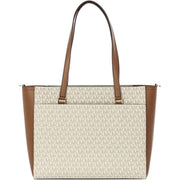 Michael Kors Maisie 3-in-1 Large Top Zip Tote Bag with Crossbody Pouch and Wristlet, Vanilla Brown, 35T1G5MT7B-149