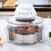 Classic Cuisine Halogen Air Fryer, 17-Quart 8-in-1 Multicooker with Glass and Stainless Steel, White, 82-CC-1000-NW