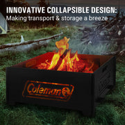 Coleman Pack-A-Way Portable Fire Pit, Collapsible 10 in, Stainless Steel, Black, PA-2000