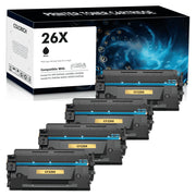 Colorich 26X CF226X Toner Cartridge, High Yield Black, Compatible with HP LaserJet Pro M402 and MFP M426 Series, 4-Pack