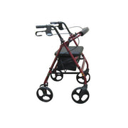 4-Wheel Rollator Walker with Removable Back Support and Padded Seat, 7.5 in. Wheels in Red
