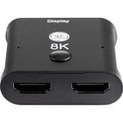 GE 2-Port 8K HDMI Switch, HDMI 2.1, USB-C Powered, Black Aluminum Housing, LED Indicator, 6ft Cable