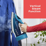 BLACK+DECKER Steam Iron with Stainless Steel Sole Plate, Automatic Cord Reel, Vertical Steaming, 250ml Easy-Fill Water Tank, Anti-Drip System, 1200W ICR004B