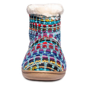 Minnetonka Betty Women's Faux Fur Slippers, Striped Turquoise Multi, Small
