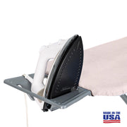 Seymour Home Adjustable Full-Size Ironing Board with Diamond Cut Steel Mesh Top, Beige Linen Cotton Cover, Heat-Resistant Iron Rest, All-Steel Frame with Four Legs, 36 in Height