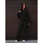Women's Sweater Set, Coordinated Outfit, Comfortable Fit, Classic Style, L, Black