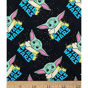 Eugene Textile Center F17SWBYB 1 Yard Baby Yoda Star Wars on Black Cotton Fabric, 44