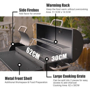 laraVist Charcoal Offset Smoker Grill, Dual-Zone Cooking, 285 sq.in, Portable with Wheels, Family Size for 4-6 People, Black