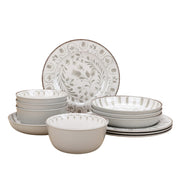 Better Homes & Gardens BH26240701S12GY 12-Piece Bamboo Melamine Dinnerware Set, Grey