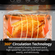 TINANA  YH-AF-13 10 QT Air Fryer Oven, 8 Preset Functions, LED Smart Touch Display, Oil-Less Cooking, Black