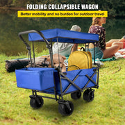 SMHZ 350lbs Capacity Heavy-Duty Collapsible Wagon, Outdoor Folding Camping/Grocery/Utility Cart