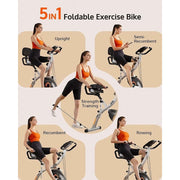 UPGO xbike01 5-in-1 Folding Magnetic X-Bike with 16-Level Resistance and Back Support Cushion