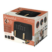 Beautiful 29060 9 Qt TriZone Dual Basket Air Fryer, EverGood Ceramic Nonstick Coating, Black Sesame by Drew Barrymore