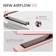 TYMO HC506 360 Degree Airflow 2-in-1 Curling Iron and Flat Iron Hair Straightener, 5 Heat Settings, 1.25 Inch Barrel, Pink