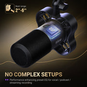 FIFINE K688 Dynamic Microphone Kit with XLR USB-C, Boom Arm Stand, Tap-to-Mute, Gain Control, Headphone Monitor Jack
