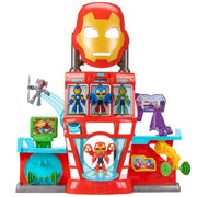 Hasbro Iron Man and His Awesome Friends IMF IQ Playset with Removable Role Play Mask, Poseable Figures, Accessories, Red and Gold