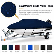 Seamander 600D Waterproof Polyester Boat Cover, Heavy Duty Marine-Grade Material, Fits 20-22 ft L x 100 in W V-Hull Fishing Ski Boats, Navy Blue, PC0005NB
