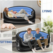 Unbranded Twin Size Inflatable Couch with Wireless Electric Pump, Waterproof PVC, Soft Flocked Surface, Portable Air Sofa, Blue, Sofa-PB