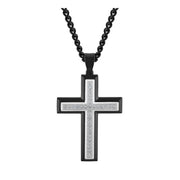 Brilliance Fine Jewelry Men's 1/2 Ctw Lab-Grown Diamond Black Stainless Steel Cross Pendant Necklace LGS17773