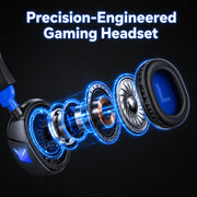 Aptkdoe Gaming Headset, Noise Isolating Microphone, 50mm Stereo Sound, LED Light, Soft Memory Foam Earmuffs, Wired Over-Ear Headphones for Xbox One, PS5, PS4, PC, Laptop, G63-Black