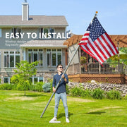 VIVOHOME X002L9MJ85 20FT Telescoping Aluminum Flag Pole Kit with 3x5 Polyester American Flag, Golden Ball Topper, Silver