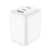 Onn 36009688 62W Multi-Port USB-C Power Delivery and USB-A Wall Charger, Foldable Plug, White