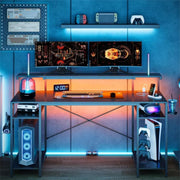 Bestier Gaming Desk with LED Light & Outlets
