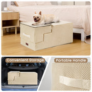 Aodisman 5-Step Dog Stairs for Small Dogs and Cats, Non-Slip Indoor Pet Steps, Beige