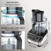 FIMEI HGM411 Food Processor, 12-Cup Capacity, 600W Motor, Compact Kitchen Chopper & Mixer, Triple Lock Safety System, BPA-Free Parts, Black
