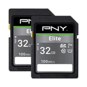 PNY P-SD32GX2V10100ELGC-GE 32GB Elite Class 10 U1 V10 SD Flash Memory Card 2-Pack, 100MB/s read, Full HD, UHS-I