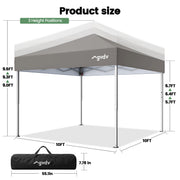 GVDV Canopy Tent, 10x10 ft Outdoor Pop Up Gazebo, Adjustable Height, Heavy Duty Steel Frame, UV Resistant Light Grey