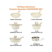 SKONYON 10pc Nonstick Ceramic Cookware Sets - Non-toxic
