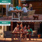 Dextrus L-Shaped Patio Sofa Set, All-Weather PE Rattan, Gray Cushions, Tempered Glass Coffee Table, 4-Piece Outdoor Sectional
