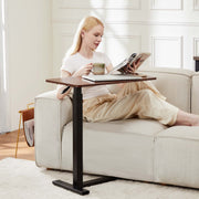 ZUNMOS Mobile Standing Desk, Adjustable Height Overbed Laptop Desk with Hidden Casters, Portable Rolling Workstation for Home Office Dorm, Brown, MHL07-NK