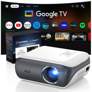 HAPPRUN C9 Mini Projector with Official Licensed Google TV, Native 1080P Resolution, 4K Support, HDR10+, WiFi 6, Bluetooth 5.2, Gray