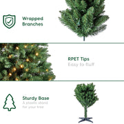 Holiday Time 7' Pre-Lit Brinkley Pine Green Artificial Christmas Tree with Warm White LED Lights