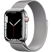 Apple Watch Gen 7 Series 7 Cell 45mm Silver Stainless Steel - Silver Milanese Loop MKJE3LL/A