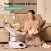 Momcozy Baby Swing, Electric Baby Bouncer for Infants, 6 Motions & 4-Speeds, Remote Control, 8 Preset Lullabies, up to 20 lbs