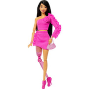 Mattel Barbie Deluxe Style Doll, Black Hair, Glittery Pink Prosthetic Leg, Pink Barbiecore Top and Skirt Set, Accessories, HYV26
