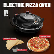 Piezano XL Electric Countertop Pizza Oven, 14-Inch Ceramic Stone Bake, Heats Up to 800F, Dual Heat Control, Removable Stone, Black, 2880