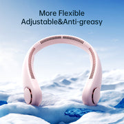 JISULIFE Portable Neck Fan, Rechargeable Wearable Bladeless Fan, Hands-Free Cooling, Quiet 25dB, 5 Speeds, 16H Battery Life, Pink