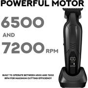 Supreme Trimmer Vader Lite Hair Finishing Trimmer, Cordless Barber Liner with Zero Gap DLC T-Blade, 7000 RPM Motor, 120 Min Runtime, USB-C Fast Charge, Guide Guards, Black, ST3700