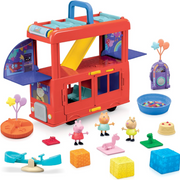 Peppa Pig F88815S1, 2-in-1 Party Bus Playset with 3 Figures and 13 Accessory Pieces, Preschool Toys